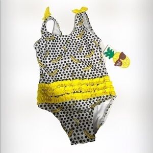 SOL SWIMWEAR toddler girls going bananas print ruffled one piece swimsuit size 4